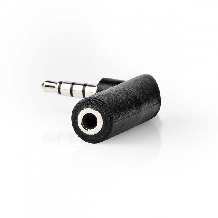 Nedis Stereo Audio Adapter | 3.5 mm Han | 3.5 mm Hun | Nikkel belagt | Vinklet 90° | Metall | Sort | 1 stk. | Boks