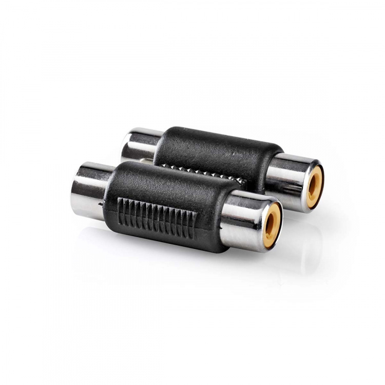 Nedis Stereo Audio Adapter | 2x RCA Hun | 2x RCA Hun | Nikkel belagt | Rett | ABS | Sort | 1 stk. | Boks