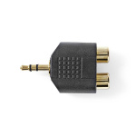 Nedis Stereo Audio Adapter | 3.5 mm Han | 2x RCA Hun | Gull belagt | Rett | ABS | Sort | 10 stk. | Konvolutt