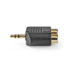 Nedis Stereo Audio Adapter | 3.5 mm Han | 2x RCA Hun | Gull belagt | Rett | ABS | Sort | 10 stk. | Konvolutt