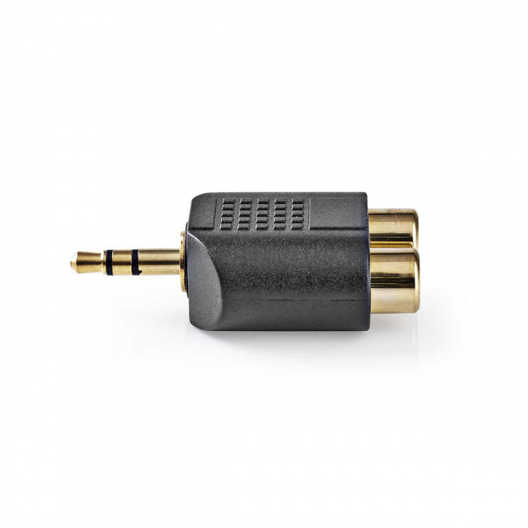 Nedis Stereo Audio Adapter | 3.5 mm Han | 2x RCA Hun | Gull belagt | Rett | ABS | Sort | 10 stk. | Konvolutt