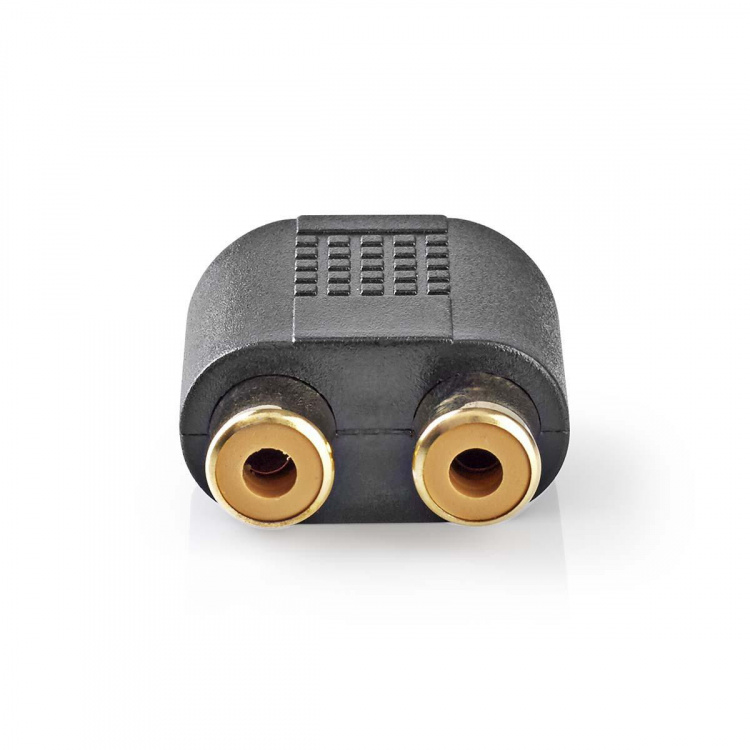 Nedis Stereo Audio Adapter | 3.5 mm Han | 2x RCA Hun | Gull belagt | Rett | ABS | Sort | 10 stk. | Konvolutt