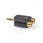 Nedis Stereo Audio Adapter | 3.5 mm Han | 2x RCA Hun | Gull belagt | Rett | ABS | Sort | 10 stk. | Konvolutt