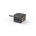 Nedis Stereo Audio Adapter | 3.5 mm Han | 2 stk. 3.5 mm, hunn | Gull belagt | Rett | ABS | Sort | 10 stk. | Plastpose