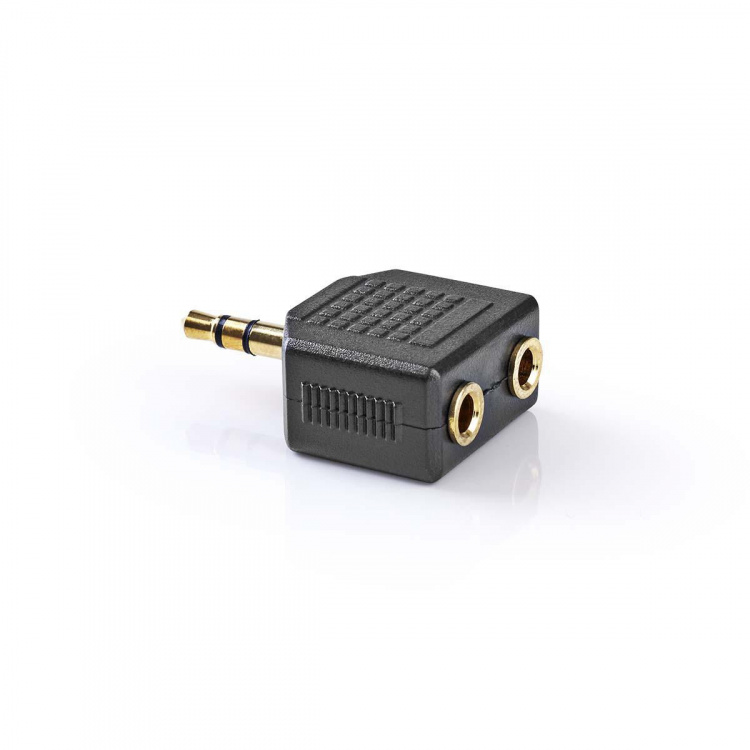 Nedis Stereo Audio Adapter | 3.5 mm Han | 2 stk. 3.5 mm, hunn | Gull belagt | Rett | ABS | Sort | 10 stk. | Plastpose