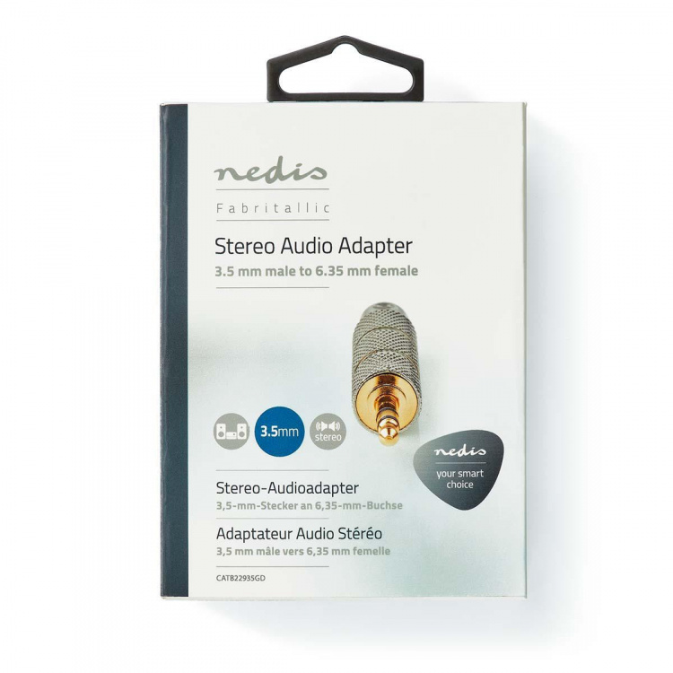Nedis Stereo Audio Adapter | 3.5 mm Han | 6.35 mm Hun | Gull belagt | Rett | Metall | Gull / Metall | 1 stk. | Deksel Vindusboks