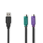 Nedis 2 i en kabel | USB 2.0 | USB-A Han | 2x PS/2 Hun | 480 Mbps | 0.30 m | Nikkel belagt | Rund | PVC | Sort | Boks Nedis 2 i en kabel | USB 2.0 | USB-A Han | 2x PS/2 Hun | 480 Mbps | 0.30 m | Nikkel belagt | Rund | PVC | Sort | Boks