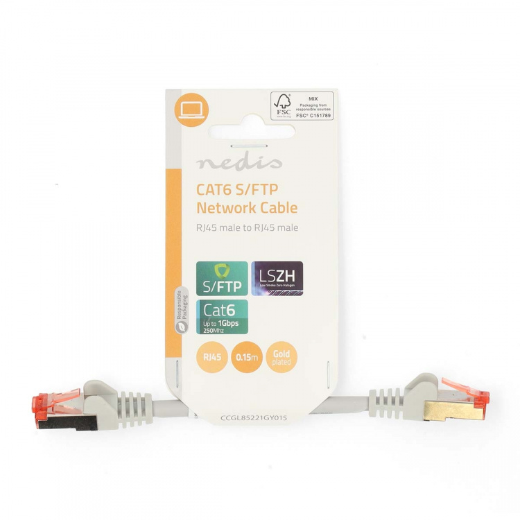 Nedis CAT6 Nettverkskabel | RJ45 Han | RJ45 Han | S/FTP | 0.15 m | Rund | LSZH | Grå | Label