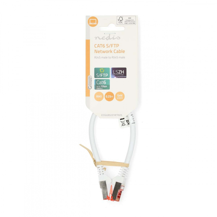 Nedis CAT6 Nettverkskabel | RJ45 Han | RJ45 Han | S/FTP | 0.25 m | Rund | LSZH | Hvit | Label