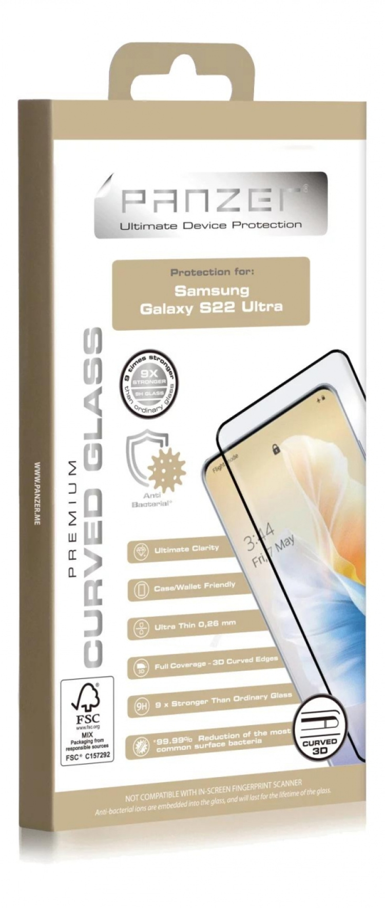 Panzer Samsung Galaxy S22 Ultra Curved Glass, svart Panzer Samsung Galaxy S22 Ultra Curved Glass, svart