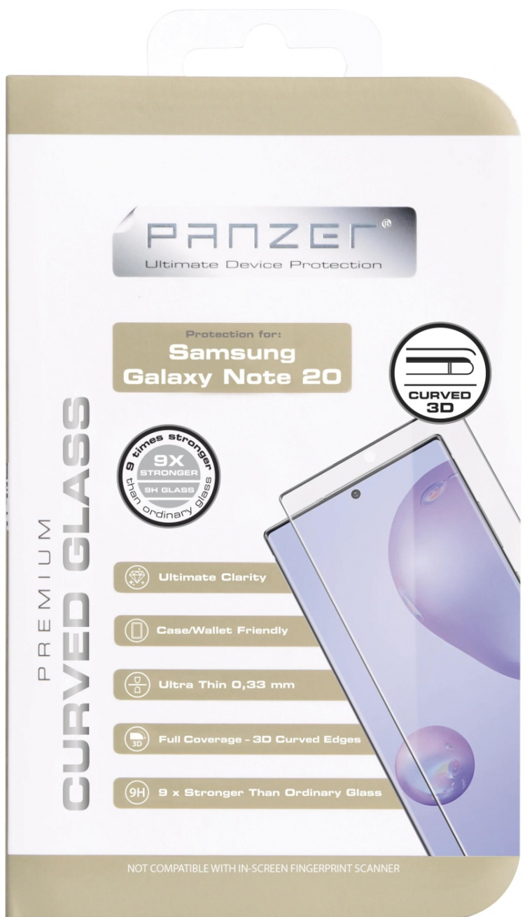 Panzer Samsung Galaxy Note 20, buet glass, svart Panzer Samsung Galaxy Note 20, buet glass, svart