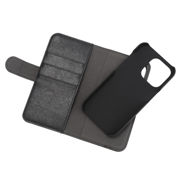 Essentials iPhone 14 Pro PU-lommebok, avtakbar, 3 kort, svart Essentials iPhone 14 Pro PU-lommebok, avtakbar, 3 kort, svart