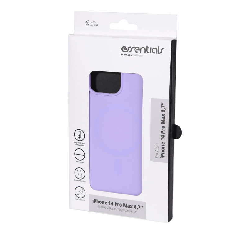 Essentials iPhone 14 Pro Max Mag bakdeksel i silikon, lilla Essentials iPhone 14 Pro Max Mag bakdeksel i silikon, lilla