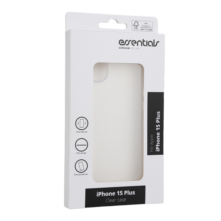 Essentials iPhone 15 Plus TPU-bakdeksel, gjennomsiktig Essentials iPhone 15 Plus TPU-bakdeksel, gjennomsiktig
