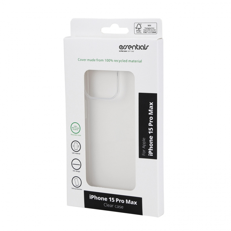 Essentials iPhone 15 Pro Max resirkulert TPU-bakdeksel, gjennomsiktig