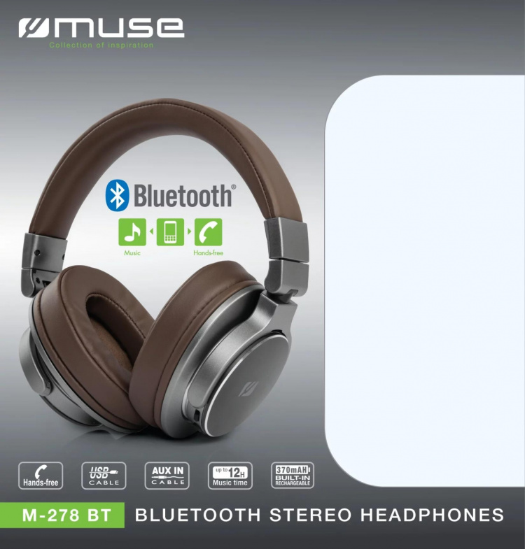 Muse M-278 BT hodetelefoner Over-ear BT Alu brun