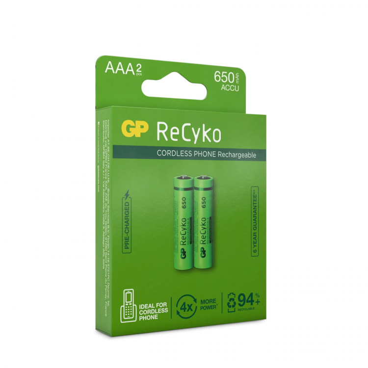 GP ReCyko NiMH 650mAh AAA 2-pakning (PB)