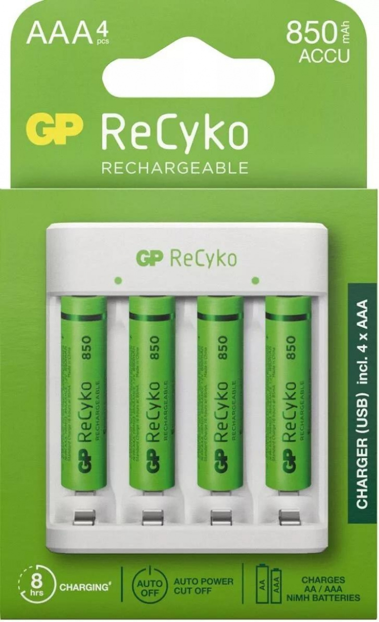 GP ReCyko standardlader m/4xAAA 850mAh (PB)