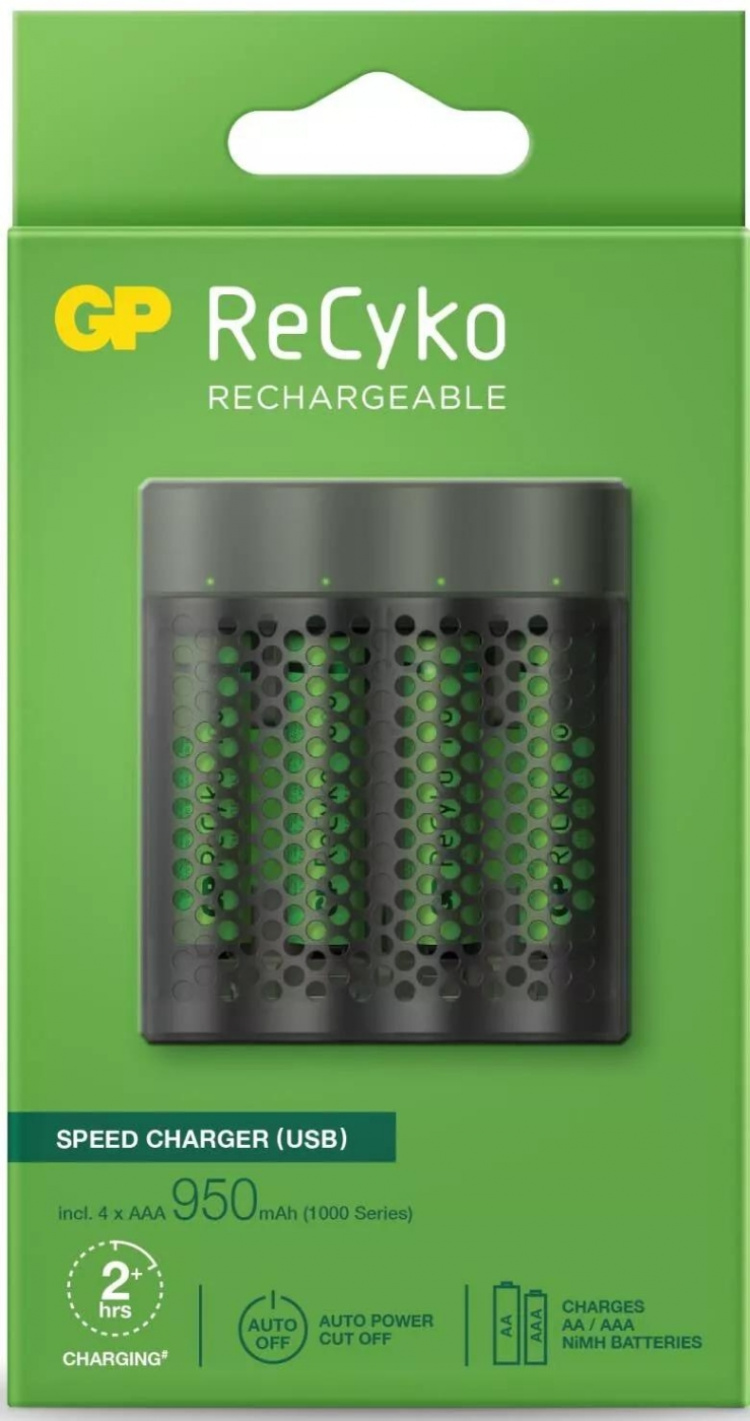 GP ReCyko hurtiglader m/4xAAA 950mAh (PB)