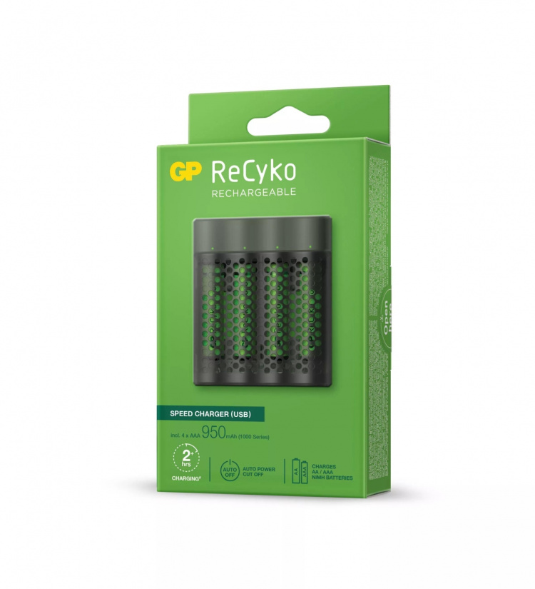 GP ReCyko hurtiglader m/4xAAA 950mAh (PB)