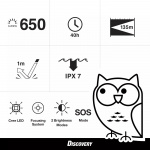 GP Discovery lommelykt Ursa 650Lm 1x18650