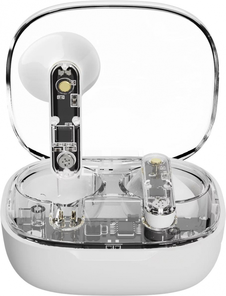 Streetz T150 TWS-øretelefoner, gjennomsiktig hvit Streetz T150 TWS-øretelefoner, gjennomsiktig hvit