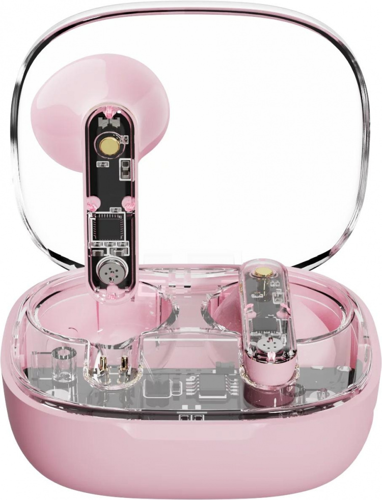 Streetz T150 TWS-øretelefoner, gjennomsiktig rosa Streetz T150 TWS-øretelefoner, gjennomsiktig rosa