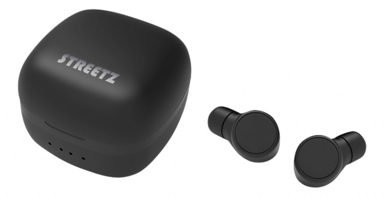 Streetz T200 True Wireless in-ear, doble ørepropper, ladeetui, svart Streetz T200 True Wireless in-ear, doble ørepropper, ladeetui, svart