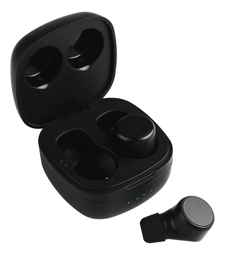 Streetz T200 True Wireless in-ear, doble ørepropper, ladeetui, svart Streetz T200 True Wireless in-ear, doble ørepropper, ladeetui, svart