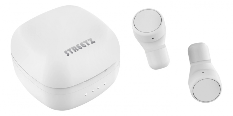 Streetz T200 True Wireless in-ear, doble ørepropper, ladeetui, hvit Streetz T200 True Wireless in-ear, doble ørepropper, ladeetui, hvit