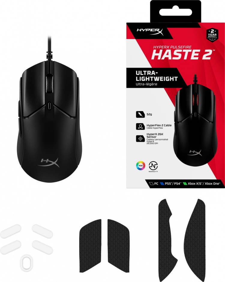 HyperX Pulsefire Haste 2 Gaming Mouse - spillmus, svart