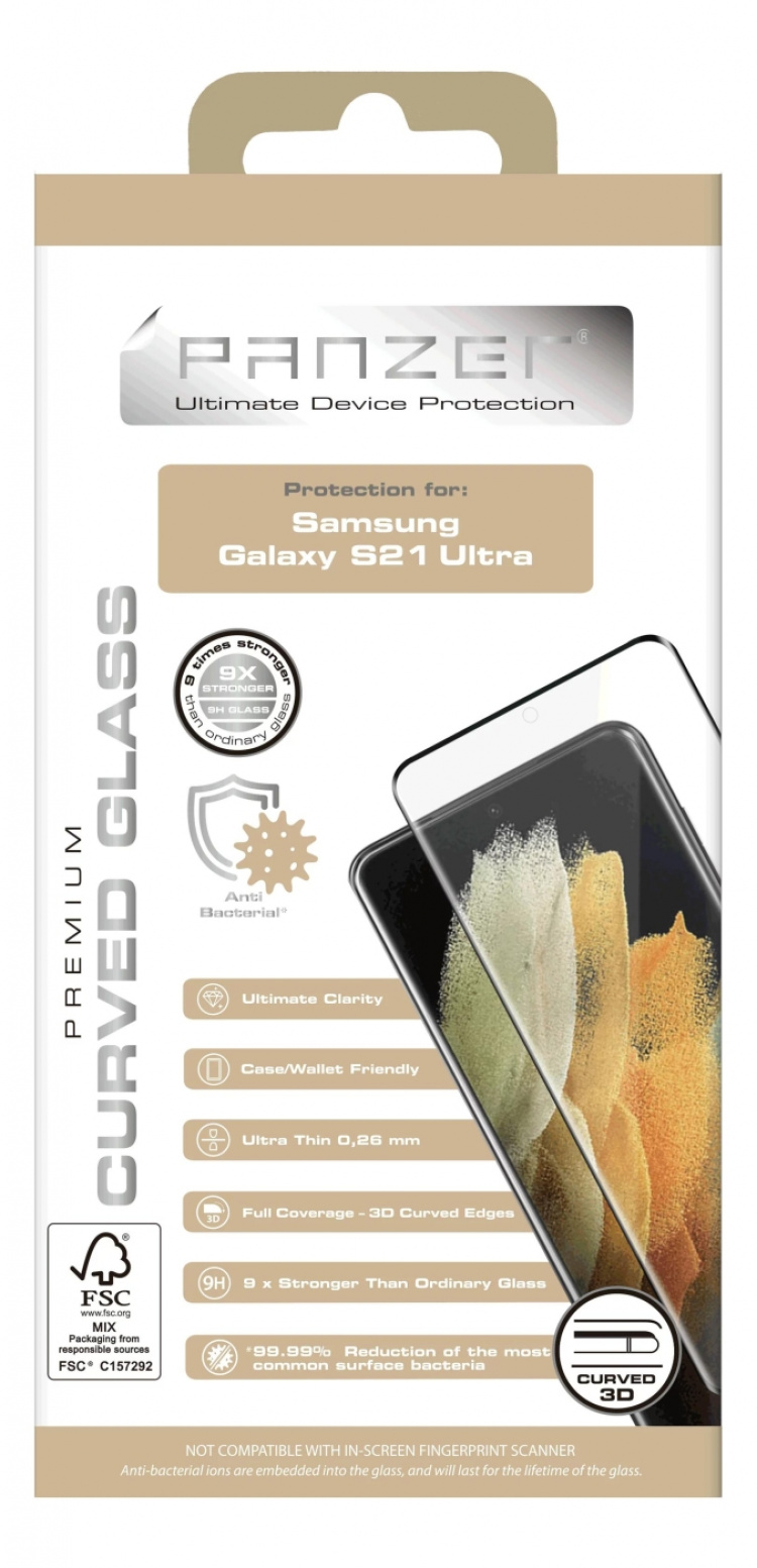 Panzer Galaxy S21 Ultra Curved Glass svart Panzer Galaxy S21 Ultra Curved Glass svart