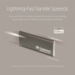 Transcend Bærbar SSD ESD256C USB-C 2 TB 10 Gbps (R1050/W950 Mb/s) i aluminium Transcend Bærbar SSD ESD256C USB-C 2 TB 10 Gbps (R1050/W950 Mb/s) i aluminium