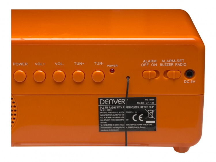 Denver CR-425 Clock Radio Orange