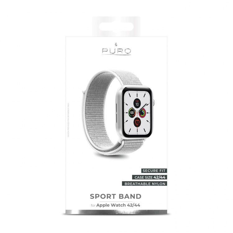 Puro Apple Watch-armbånd, 42-44 mm, S/M & M/L, Nylon, Vit