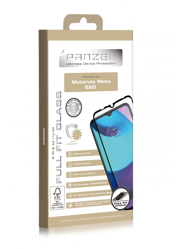 Panzer Motorola Moto E20 Full Fit Glass Svart