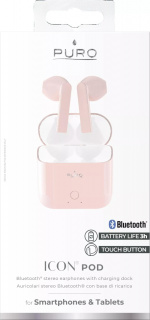 Puro ICON POD, Bluetooth-øretelefoner med ladeetui, rosa