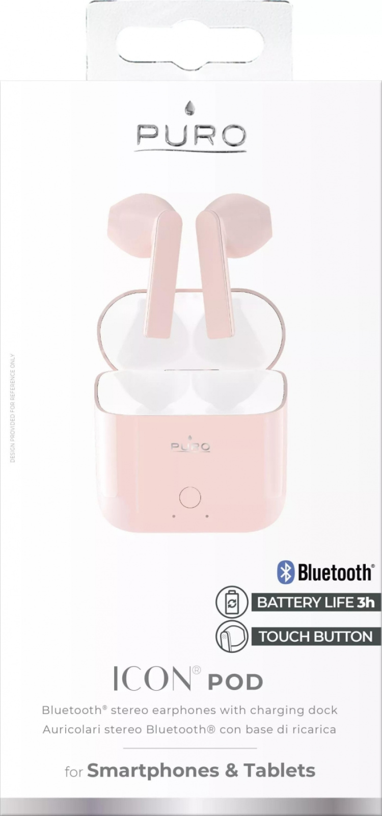Puro ICON POD, Bluetooth-øretelefoner med ladeetui, rosa
