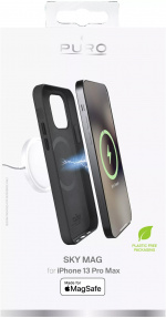 Puro iPhone 13 Pro Max SKYMAG-deksel i skinnutseende, svart