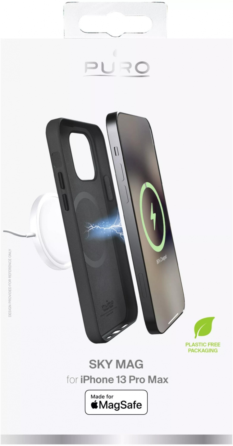 Puro iPhone 13 Pro Max SKYMAG-deksel i skinnutseende, svart