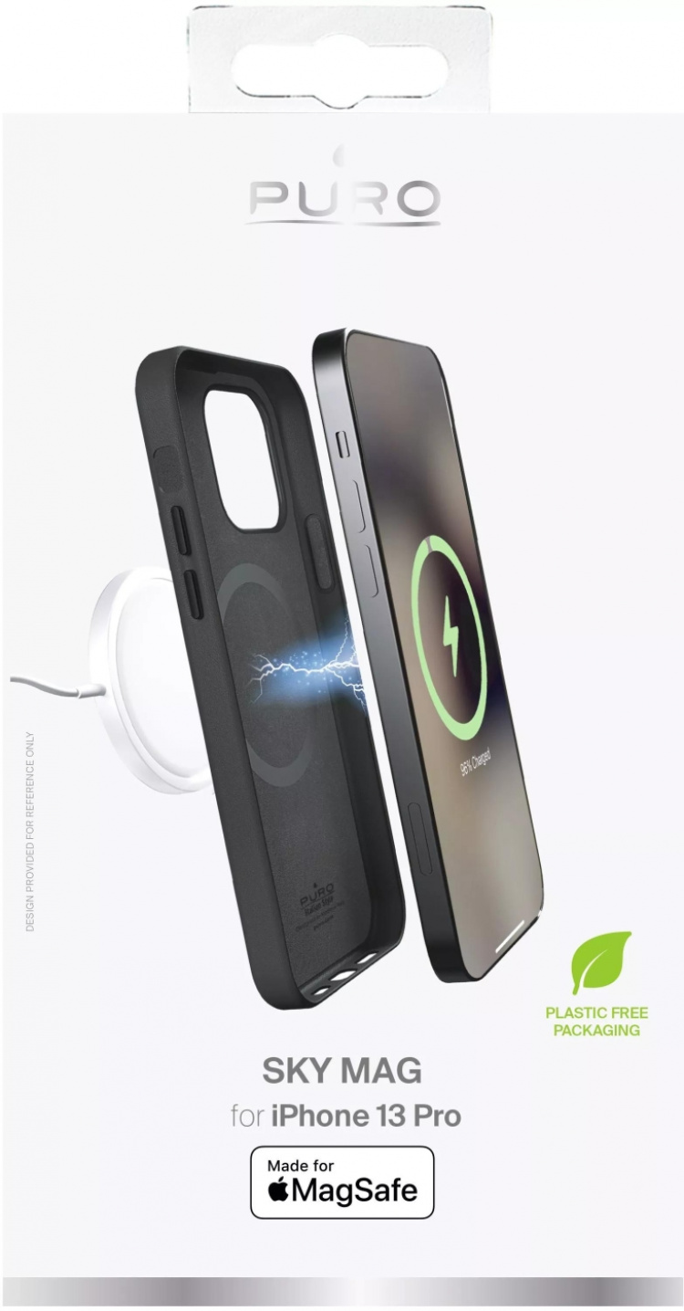 Puro iPhone 13 Pro SKYMAG-deksel i skinnutseende, svart Puro iPhone 13 Pro SKYMAG-deksel i skinnutseende, svart