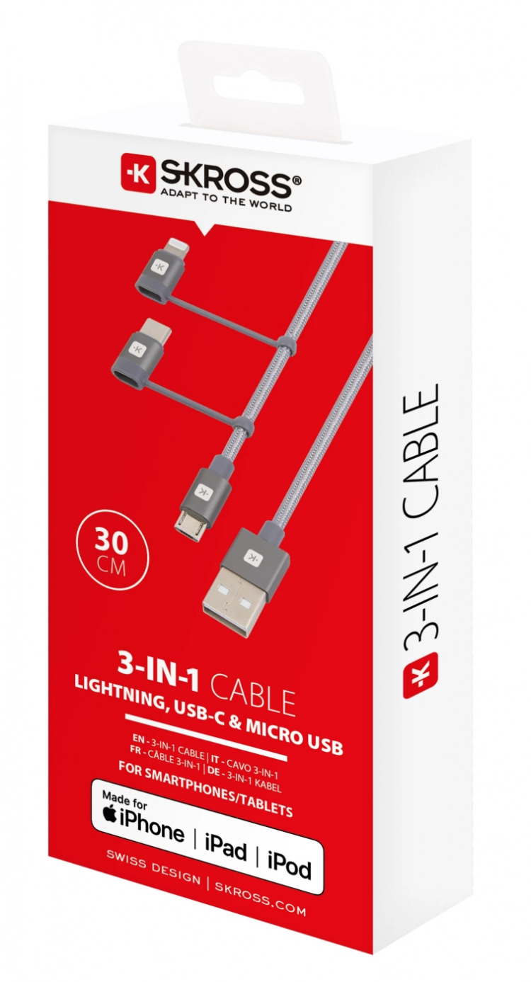 SKROSS 3in1-kabel - 30 cm