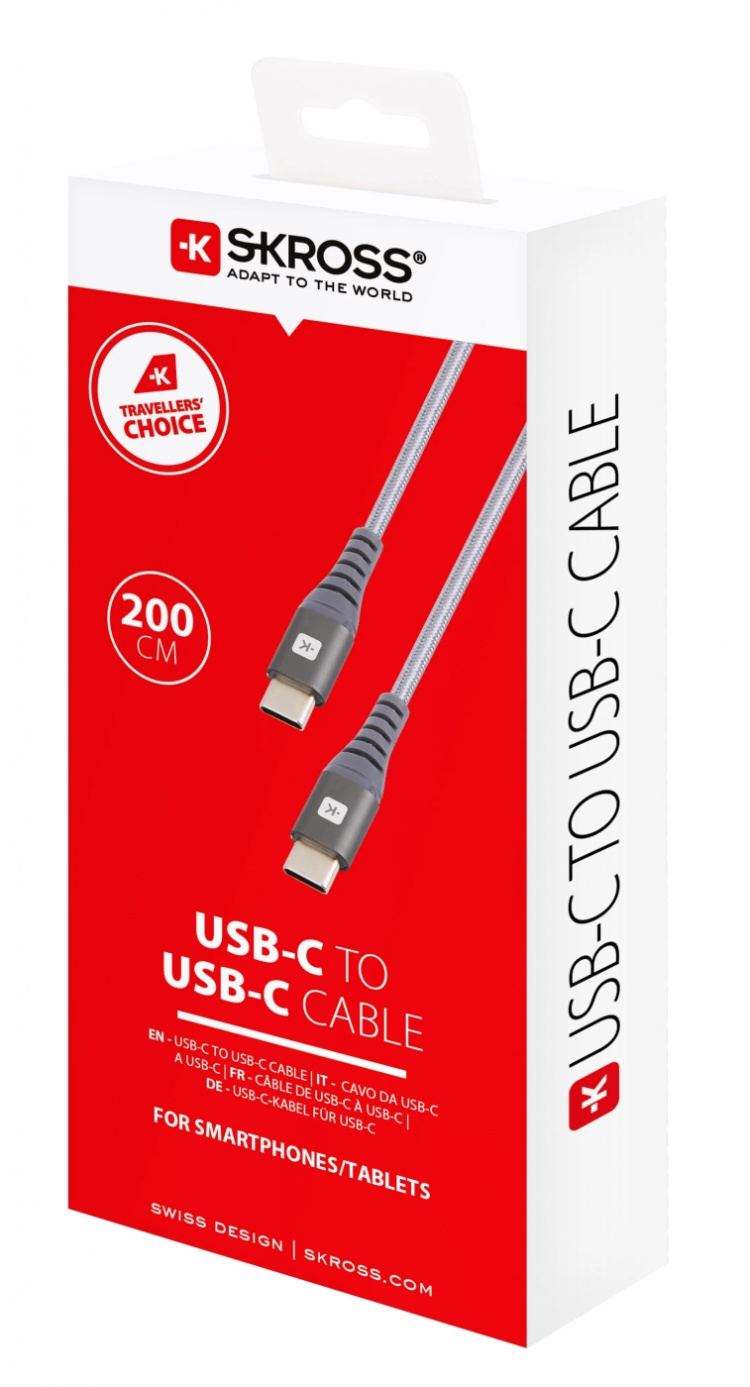 SKROSS USB-C til USB-C-kabel - 200 cm