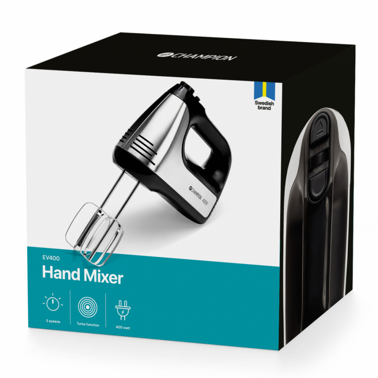 Champion Elektrisk visp 400W 5-trinns + Turbo EV400 Svart/Rustbestandig