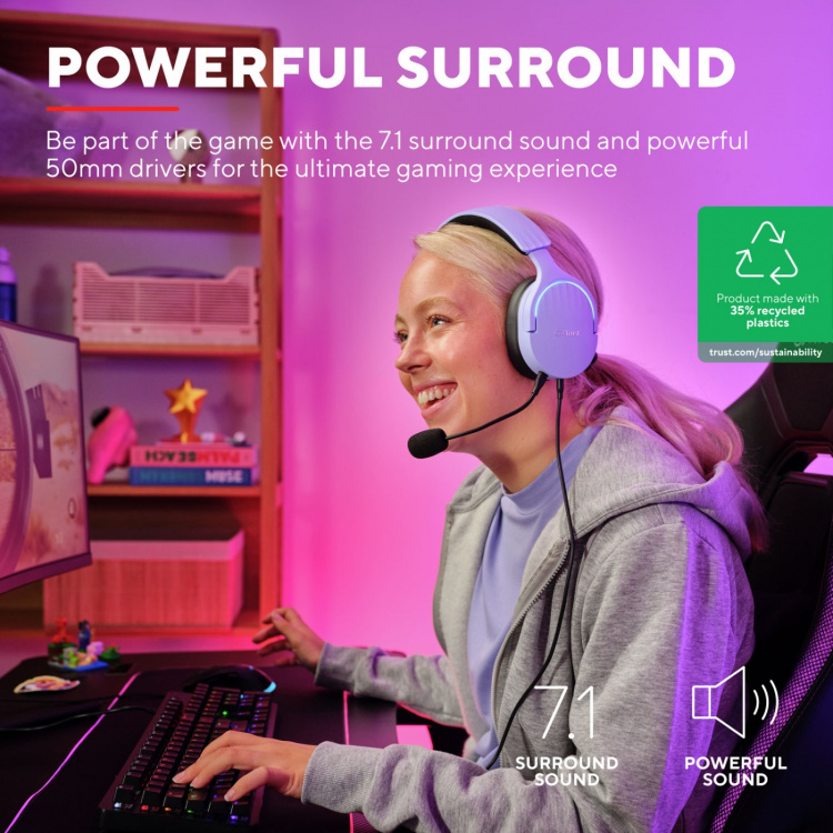 Trust GXT 490P Fayzo 7.1 USB Gaming-hodesett Eco Purple Trust GXT 490P Fayzo 7.1 USB Gaming-hodesett Eco Purple