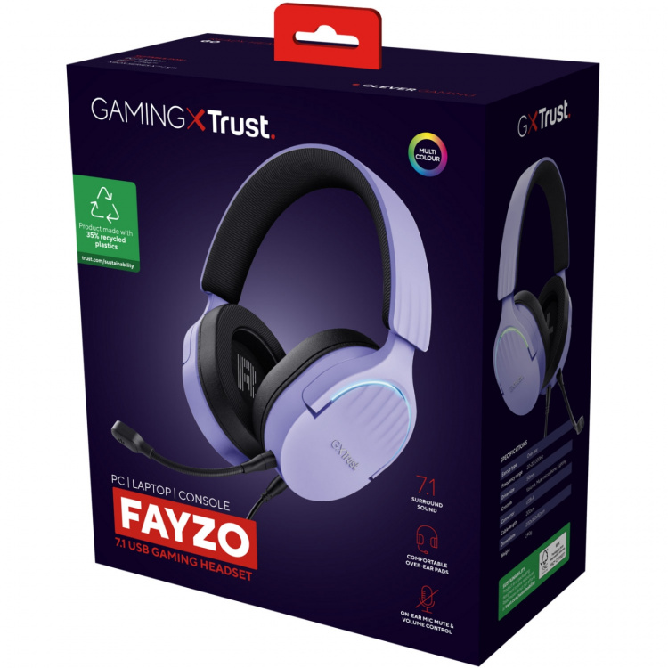 Trust GXT 490P Fayzo 7.1 USB Gaming-hodesett Eco Purple Trust GXT 490P Fayzo 7.1 USB Gaming-hodesett Eco Purple
