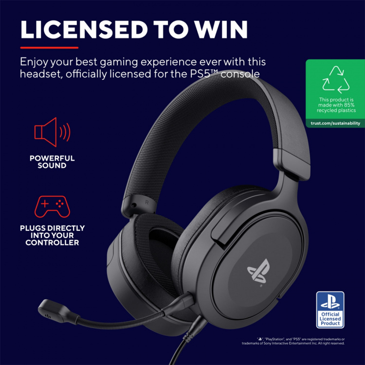 Trust GXT 498 Forta Gaming-hodesett PS5 Svart Trust GXT 498 Forta Gaming-hodesett PS5 Svart