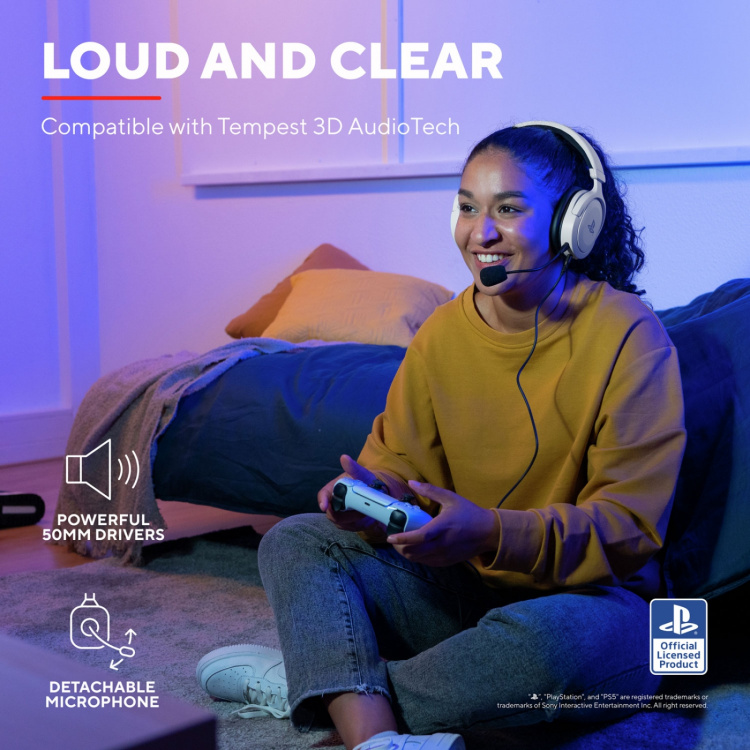 Trust GXT 498W Forta Gaming-hodesett PS5 Hvit