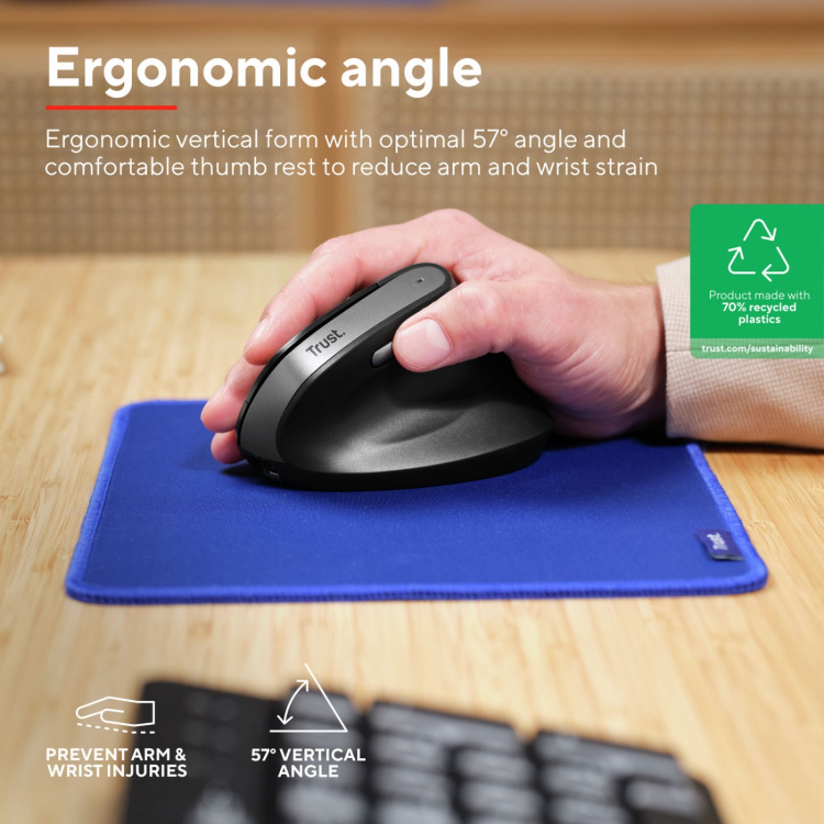 Trust Bayo II trådløs ergonomisk mus, svart Trust Bayo II trådløs ergonomisk mus, svart