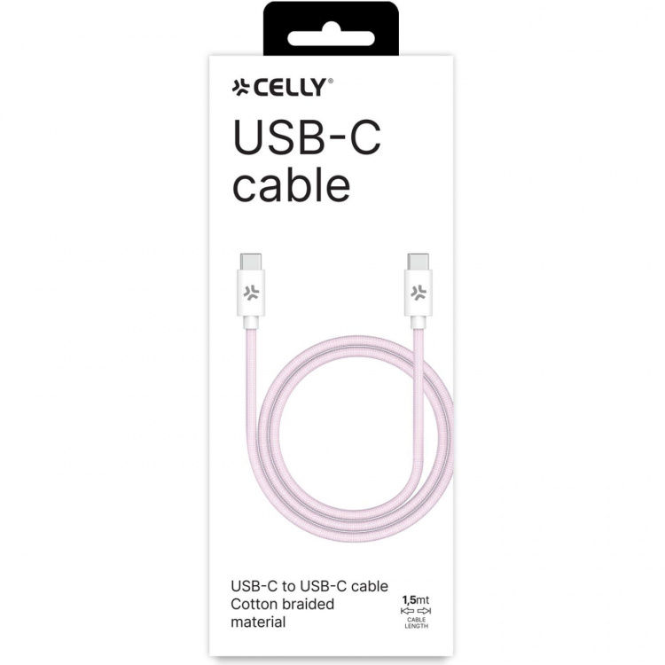 Celly USB-C til USB-C-kabel 60W 1,5 m rosa Celly USB-C til USB-C-kabel 60W 1,5 m rosa